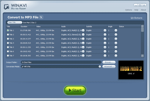  extract mp3 audio file and convert bluray to mp3 - screenshot