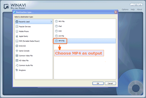 Load to convert bluray to mp4 - screenshot