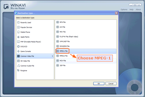 load bluray  file to convert bluray to mpeg - screenshot