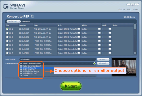 convert bluray to psp - screenshot