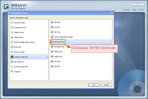 load bluray  file to convert bluray to wmv - screenshot