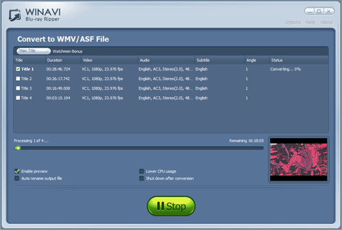 convert bluray to wmv - screenshot