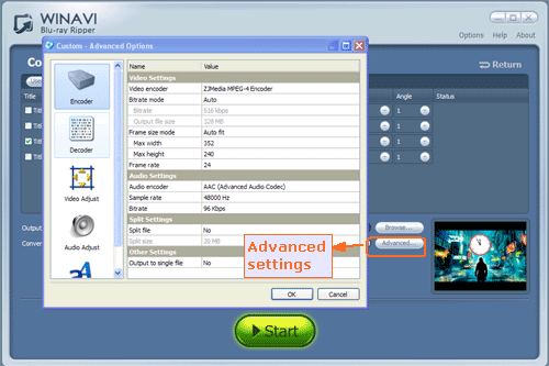 Advanced settings for ripping bluray to iPod- screenshot