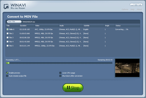 rip bluray to mov video format - screenshot