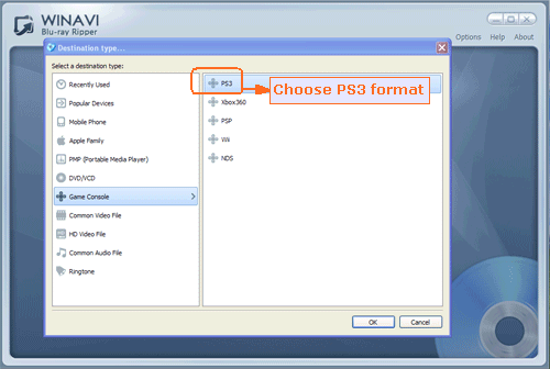 load bluray  file to rip bluray to PS3 - screenshot