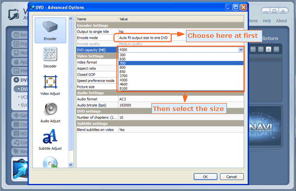 Adjust the size of output DVD