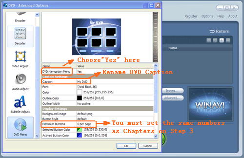 customize dvd chapter settings - screenshot