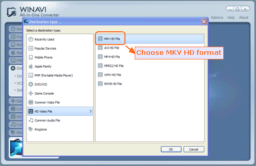 input Bluray file to convert to HD MKV format- screenshot